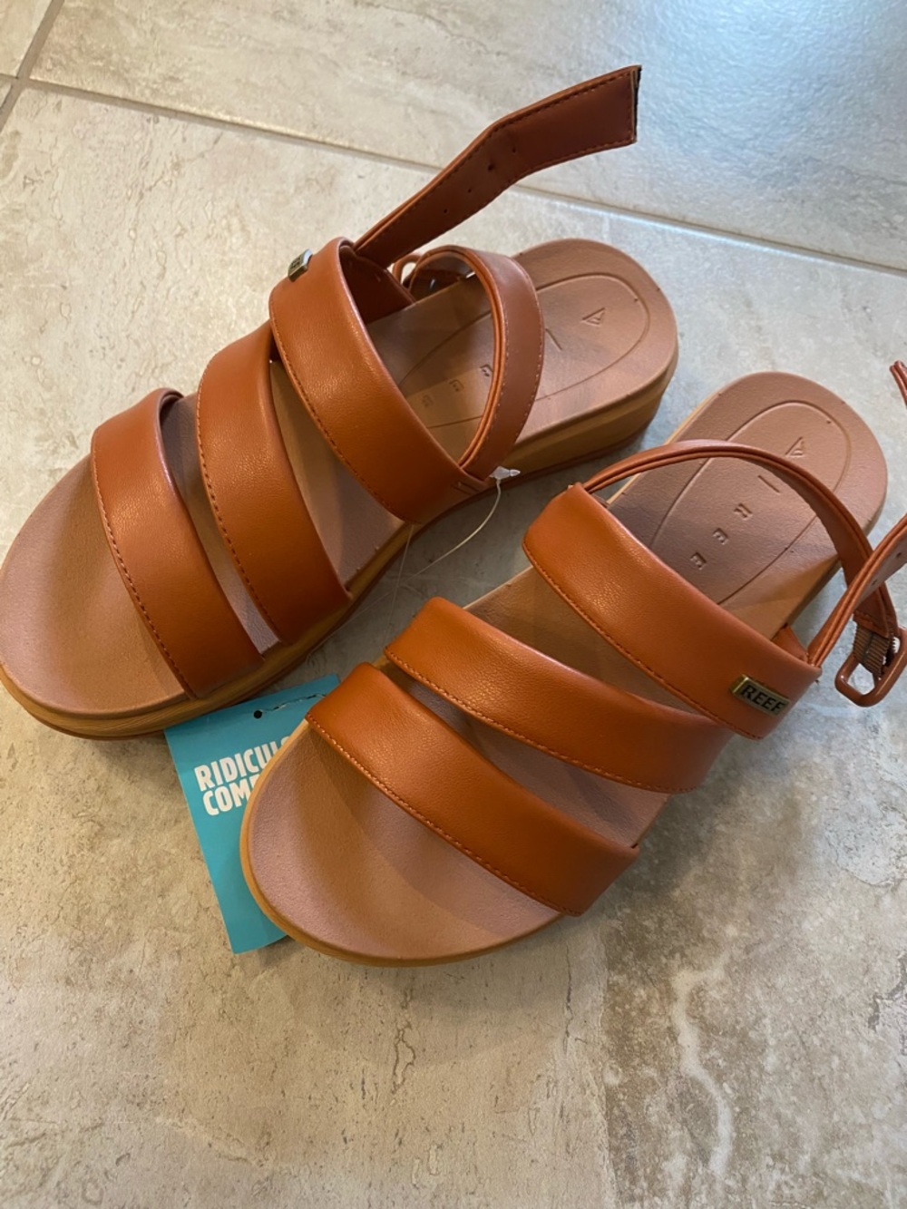 Aura Women’s Cognac Triple-Strap Platform Sandals